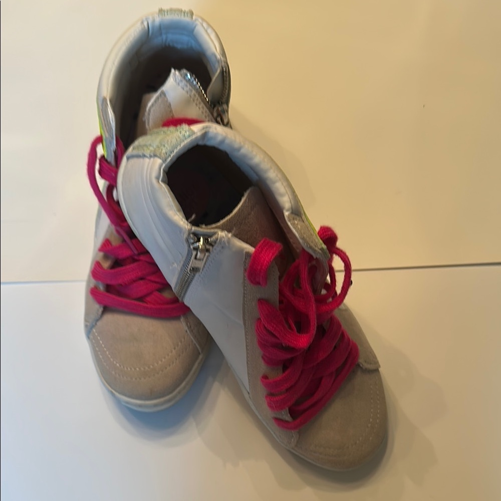 High-Top Sneakers with Pink Laces